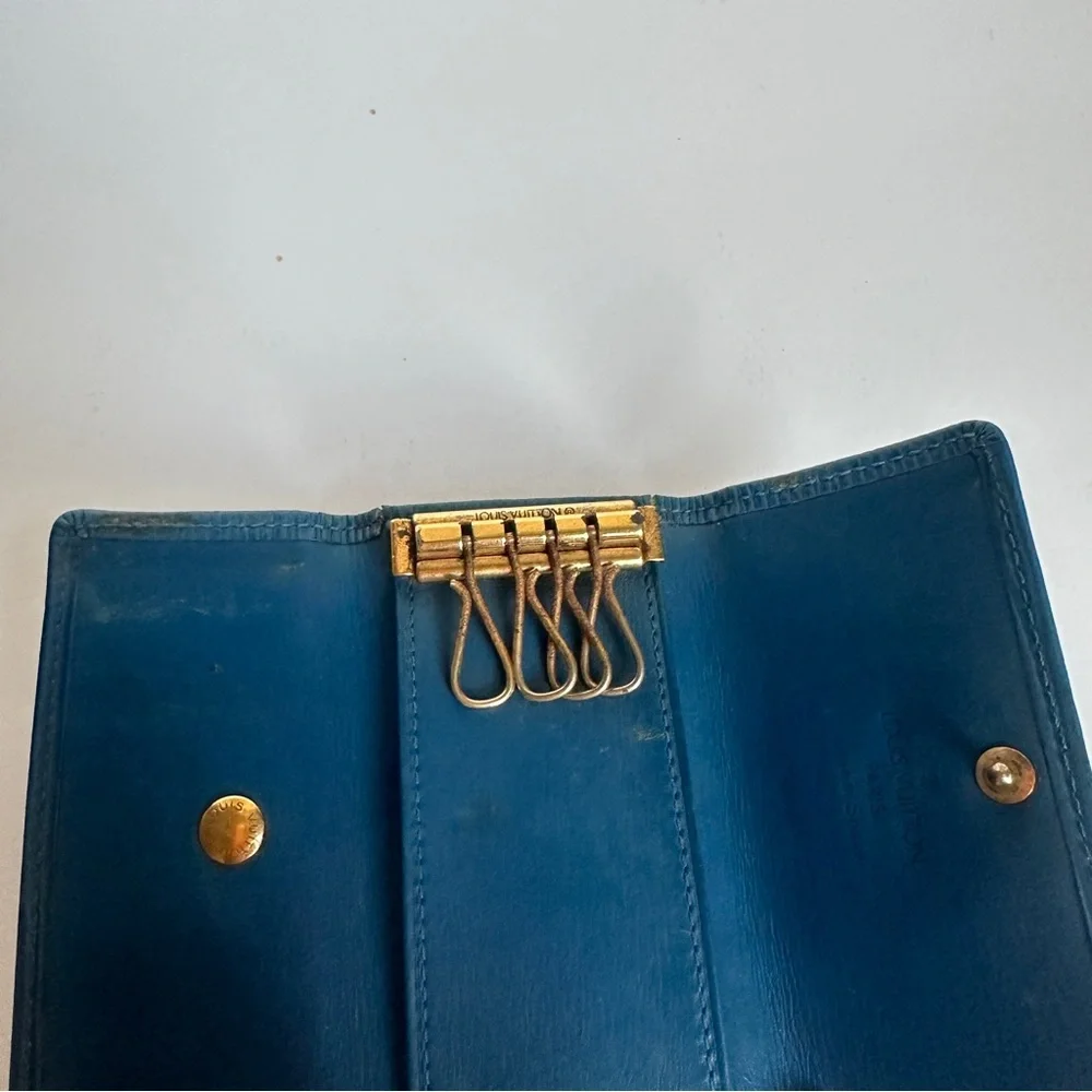 Vintage Louis Vuitton Epi Leather Keyring Case Key Holder Blue VGC